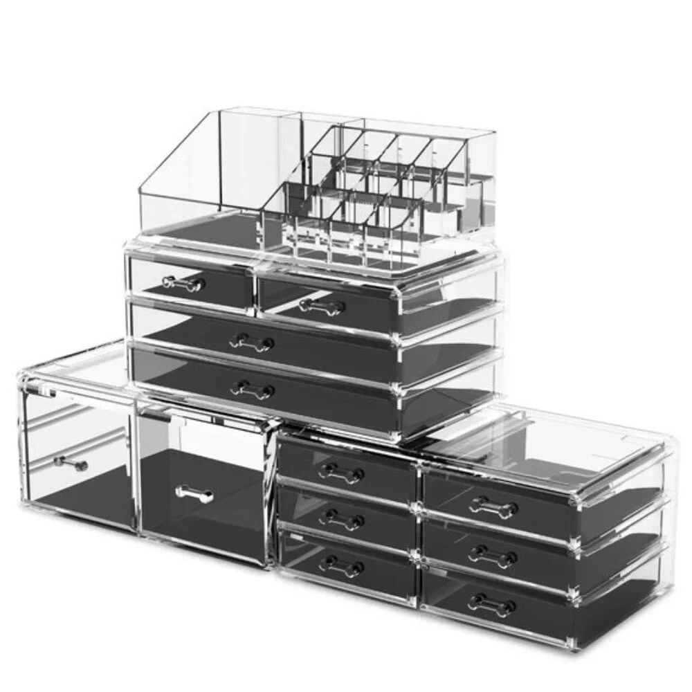 New Makeup Cosmetic Organizer, Clear 12-Drawer Storage Case for Vanity & Display